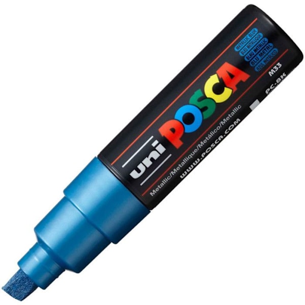 POSCA Marker Stor Fasad Spets Blå Metall - Vattenbaserad färg - Plast - 8 mm Metallisk blå
