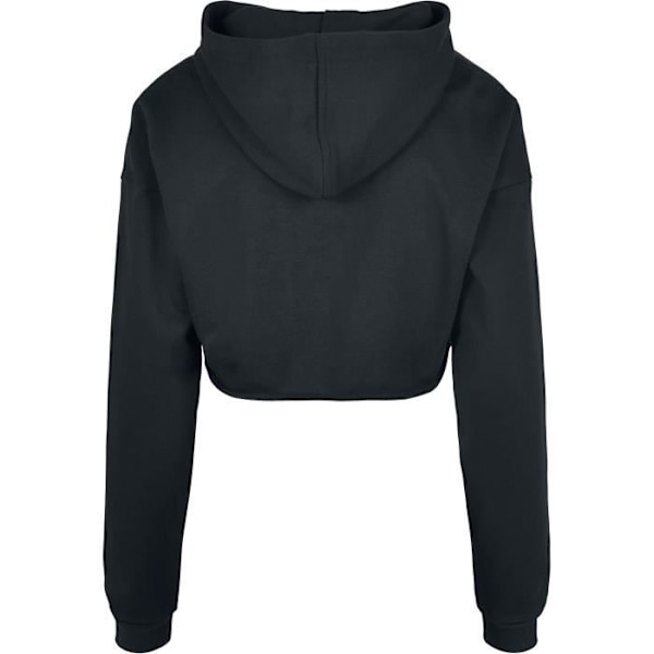 Svart huvtröja - URBAN CLASSICS - Oversized Cropped Sweatshirt - Dam - Långa ärmar Svart jag