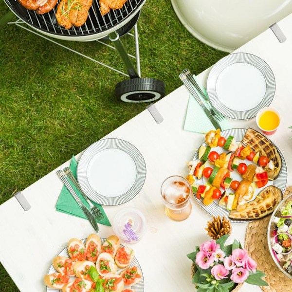 Relaxdays Bordsdukklämma, set av 4, justerbar, för tjocka bord, rostfritt stål, upp till en tjocklek av 4,2 cm, silverfärgad Rostfritt stål