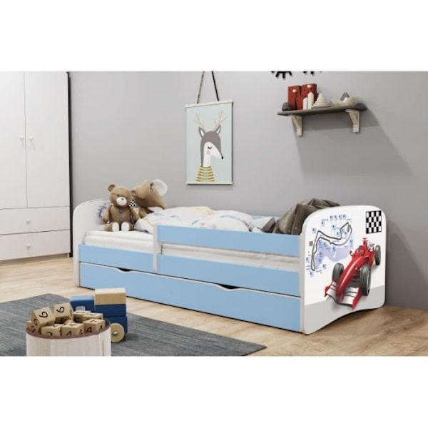 Säng barn - Kocot Kids - Babydreams - Blå - Låda inkluderad - Säker med säkerhetsräcke Blå