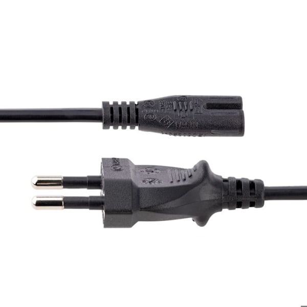 StarTech.com 2 m strömkabel för bärbar dator - EU-kontakt till C7, 2,5A 250WG, 18AWG - Strömkabel för I
