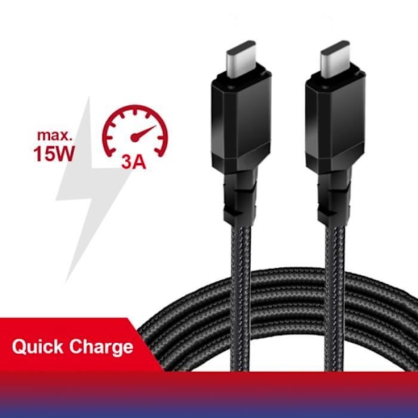 Kabel 2x USB-C 15W Maclean MCE493 som stöder QC 3.0 datatransfer 3A svart längd 1m