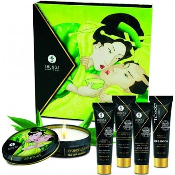 Pleasure box - Shunga - Grönt te - Massageljus - Massageolja - Ekologiskt
