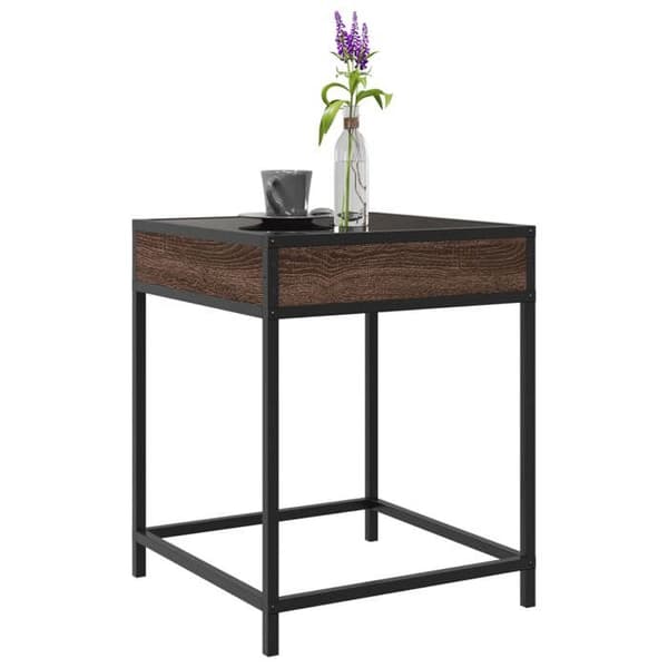vidaXL Soffbord med LED Infinity ek brun 40x40x51 cm 847676