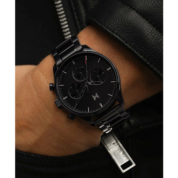 Mvmt - 28000232-D - Analog multifunktionskvartsklocka för män med svart armband i rostfritt stål -