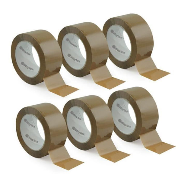 Förpackningstejp - WAYTEX - 930707 - Bredd 50mm - Längd 66m - Paket med 6 rullar Havanna