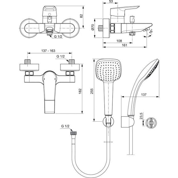 Utomhusblandare Badkar - Ideal Standard - Ceramix New - Kromad - Keramik - 1 handtag krom