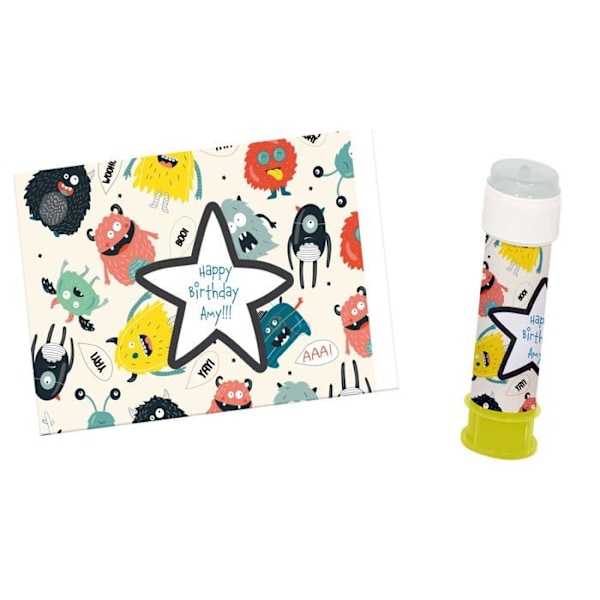 Sticker set Folat - 68358 - Självhäftande Monster Bash Såpbubblor - 6 stycken, Flerfärgad