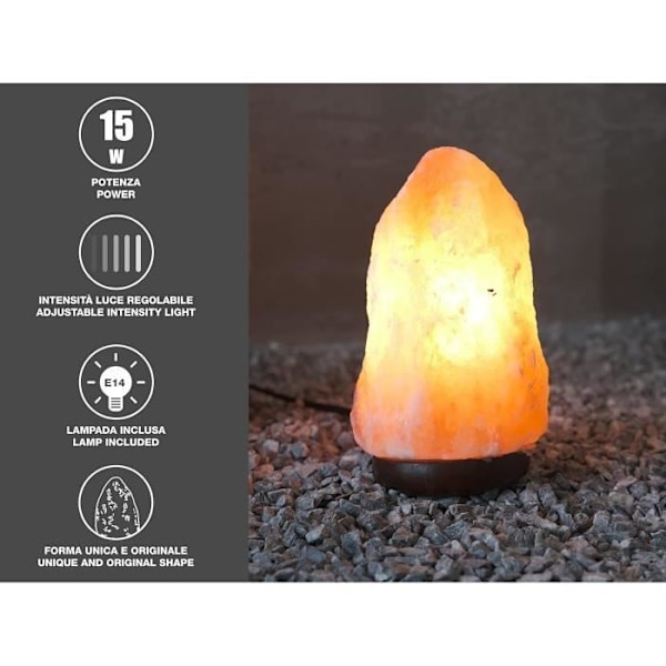BEPER P201UTP100 Himalayasaltlampa - Unik Handgjord med Bas i Rödrosa Trä