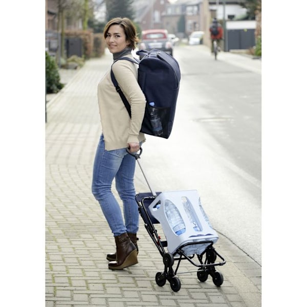 Wenko - Shoppingvagn med sits - Isolerad väska 35 L - Mörkblå mörkblå - svart