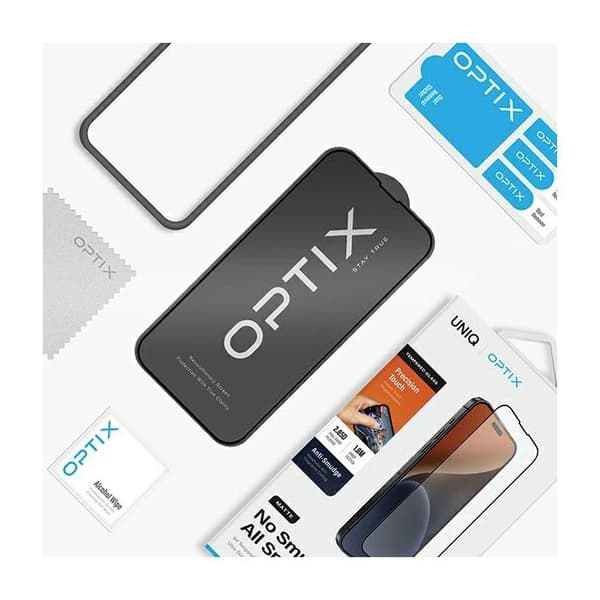 Härdat glas - UNIQ - iPhone 15 Pro - Optix Matte - Applicator ingår - Glas