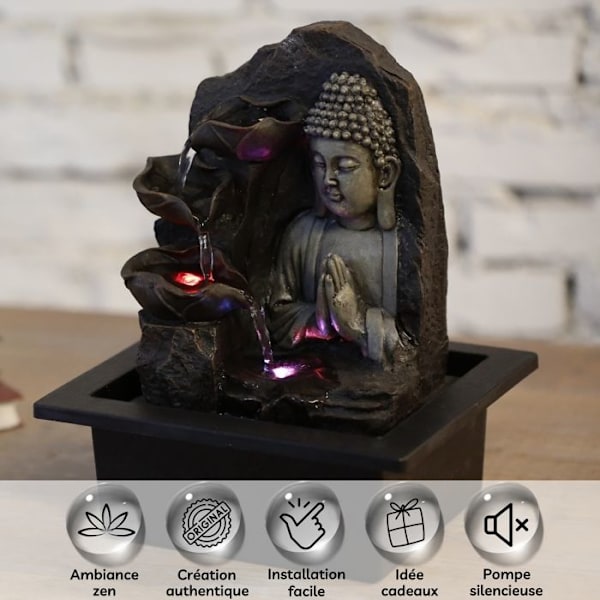Zen'Light Buddha Spirituality inomhusfontän - LED-belysning - SCFRBL2 - Brun Grå