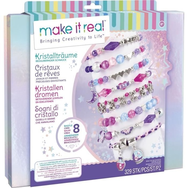 Fängslande Dream Crystal Smyckeskrin - Make It Real - Att göra barnsmycken - Från 8 år - Lansay Flerfärgad