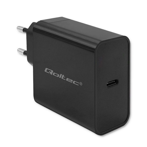 Laddare - Qoltec - 52379 - Ultra snabb PD-laddare 1xUSB-C 65W 5-20V 3-3,25A Svart