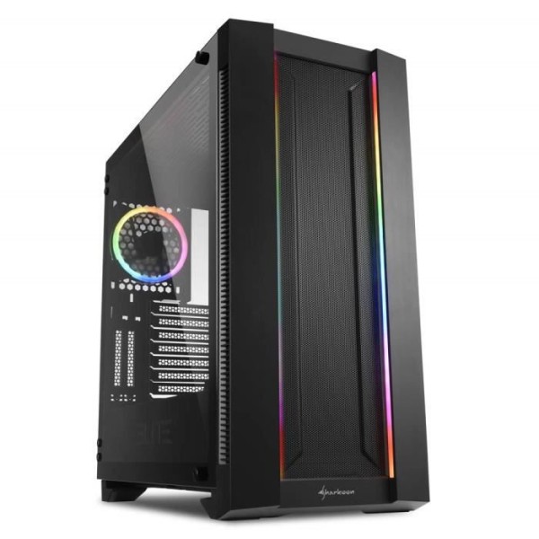 Sharkoon Elite Shark CA200M, PC-fodral, ARGB, 8x RGB-kontroll, klassisk och vertikal grafikintegration - Svart