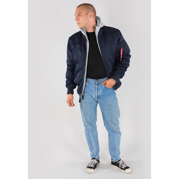 Jacka - Alpha Industries - MA-1 D-Tec - Mörkblå - Långa ärmar - Huva Mörkblå M