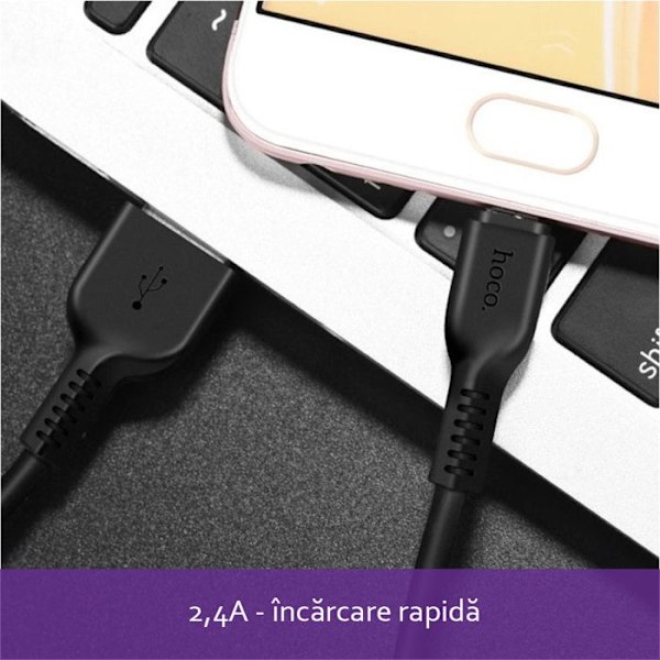 Hoco - Flash datakabel (X20) - USB-A till USB Type-C, 10W, 3A, 2m - Svart