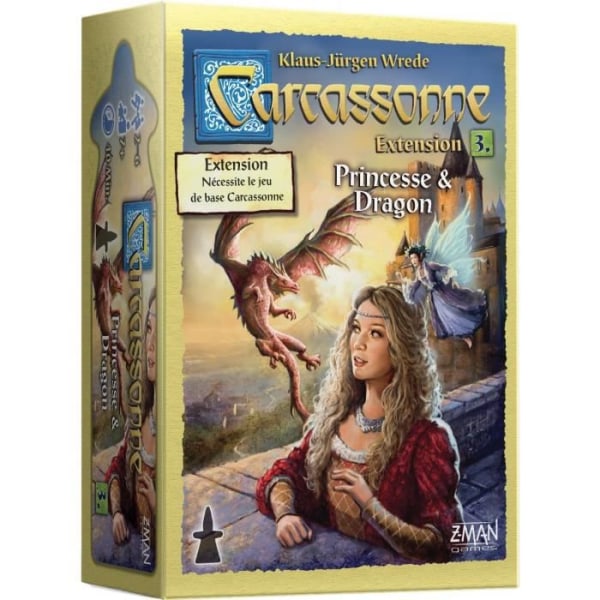 Z-Man-spel | Carcassonne - Expansion 3 Princess &amp; Dragon | Brädspel | Från 7 år | 2 till 6 spelare | 40 minuter