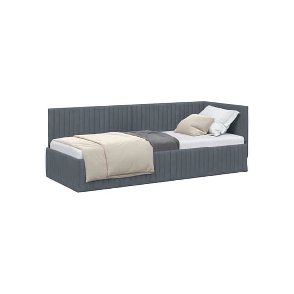 Vinkelbäddram i sammet - vidaXL - 80x200 cm - Mörkgrå - L-format design - Mångsidig soffbed Mörkgrå