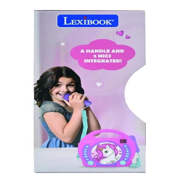Bärbar CD-spelare med 2 enhörningsmikrofoner Rosa