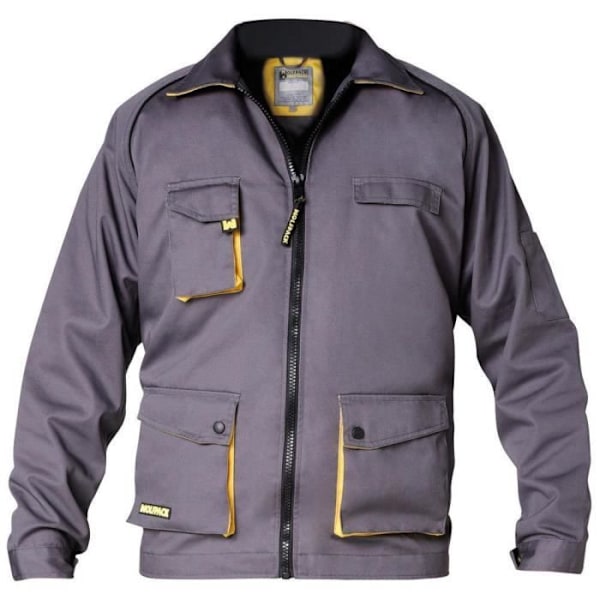 Jacka - Trend - Storlek 48/50 - Grå/Gul - Flera fickor - Hög hållfasthet Gris/Amarillo