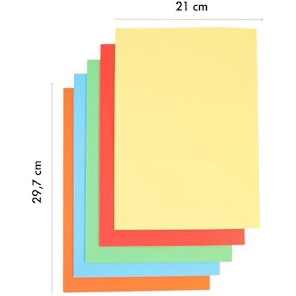 Färgat A4-papper - DOHE - 80 g - Assortiment av intensiva färger - 100 ark - Multifunktionellt Blandad