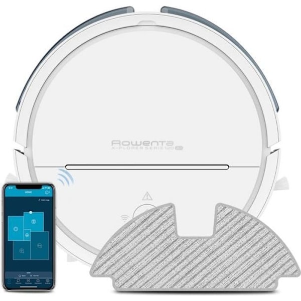 ROWENTA Robotdammsugarmopp, intelligent och exakt navigering, Aspire, bricka, laser + kamera, X-Plorer Serie 120 AI RR7877WH Vit