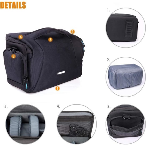Sac för Digitalkamera Reflex Bodyguard Easy SLR XL Svart Storlek L för Canon EOS 70D 77D 80D 200D 1300D 2000D 4000 D70