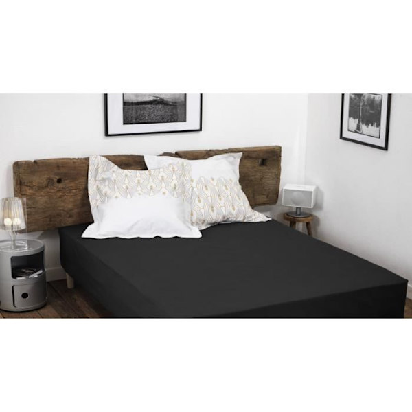 Bäddmadrass - HOME LINGE PASSION - Svart - 180x200 cm - 100% bomull - Mjukhet 25 cm Svart
