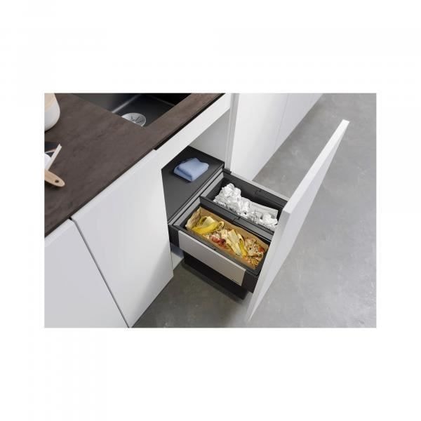 Avfallssamlare - Blanco - Select II 45/2 - 2x 16L hink - Aluminium - Grå Grau