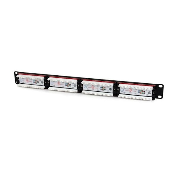 Panneau patch 24 portar - STARTECH - C6PANEL24 - Cat6 - RJ45 - 1U rackmontering Svart