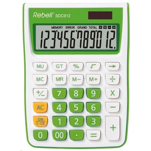 Skrivbordskalkylator - Okänd - SDC912+ GR - 12 siffror - LCD-skärm - Grön färg