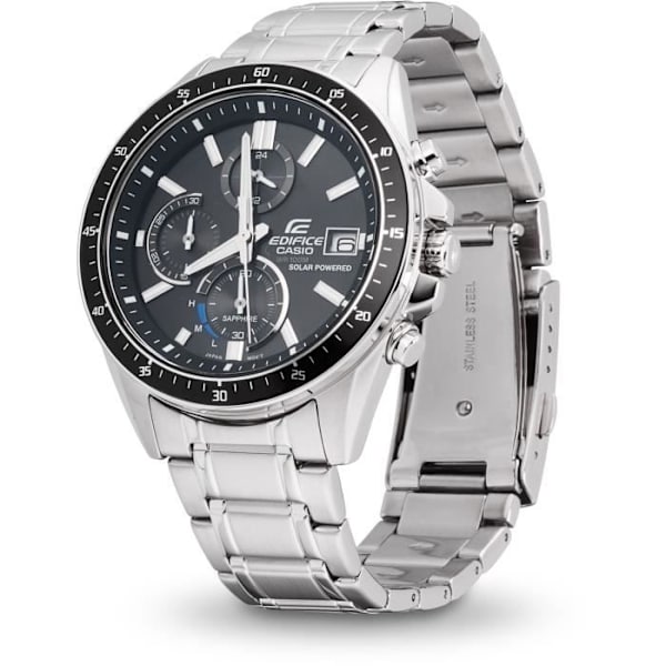 Klocka - CASIO - EDIFICE - Solenergi - Safirglas - Vattentät 10 Atm - Grå Svart silver