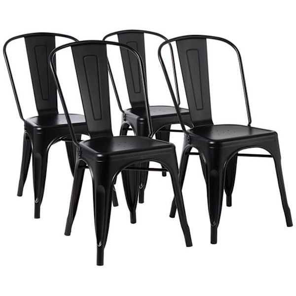 Grunder - 33DC01S4-BK - Amazon Set med 4 matstolar i metall, Svart, 51 x 43 x 85 cm