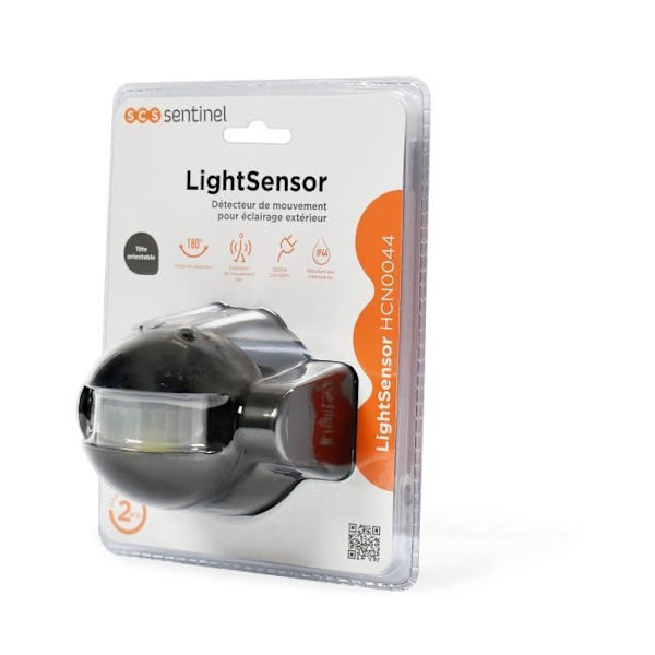 Utomhusrörelsedetektor SCS SENTINEL LightSensor svart - Räckvidd 12m - Vinkel 180° Svart
