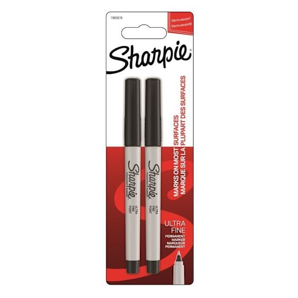 SHARPIE Permanent Marker - Ultrafin spets - Svart (2-pack) Svart