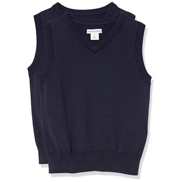 Essentials Undershirt - AE1893642-Navbl-Large - Amazon Boys Uniform Cotton V-Neck Jacket, Multiple Packs marinblå S