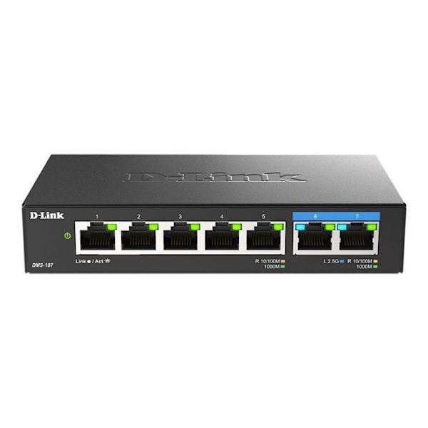 Kommuntator - DLINK - 7 portar - Gigabit Ethernet - Självständig - Snabb anslutning