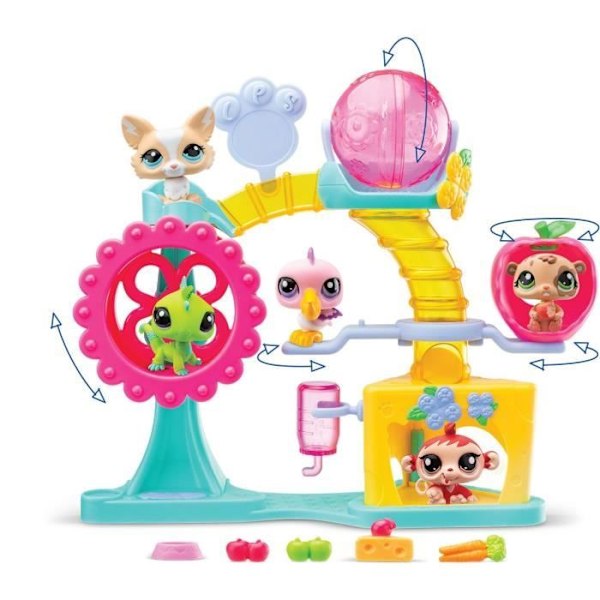 BANDAI - Littlest Pet Shop - Fun Factory box set - Lekset med 2 djur, dekor och tillbehör - BF00519