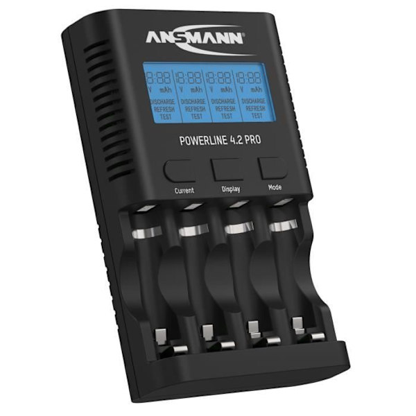 Batteriladdare - ANSMANN - Powerline 4.2 Pro - 4x AA/AAA NiMH - Snabbladdning - USB Svart
