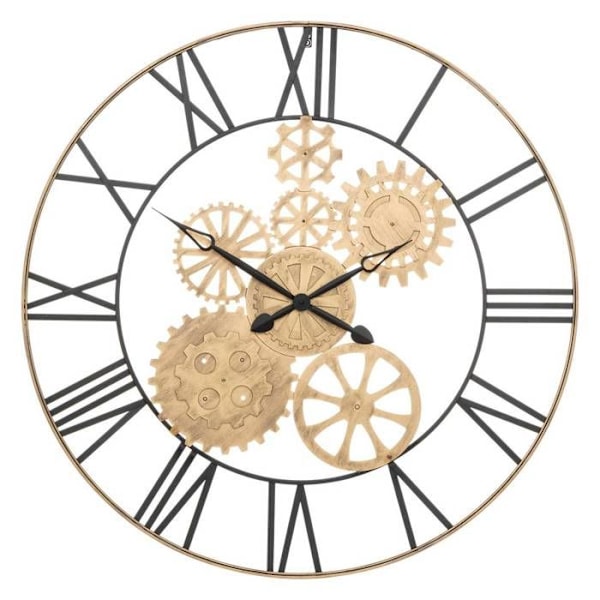 Klocka "Isae" - metall - förgylld - D90 cm - Guld - Atmosphera inredningsdesigner Guld och svart