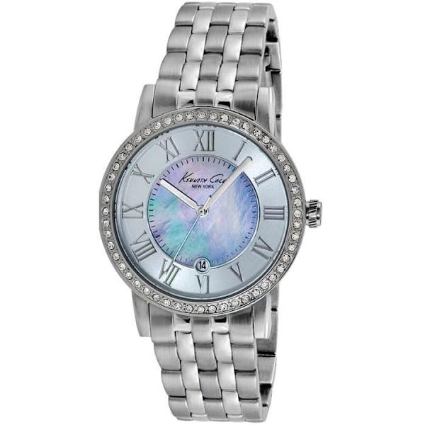 Damklocka - KENNETH COLE - CLASSIC IKC4973 - Kvarts - Analog - Rostfritt stål Grå, Vit, Silver