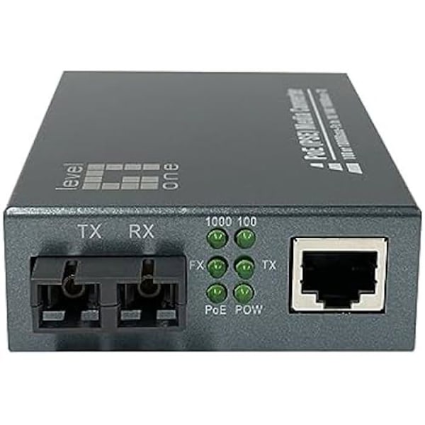 Mediekonverter - LEVELONE - GVT-2013 - RJ45 till SC - Gigabit PoE PSE - 0,5 km