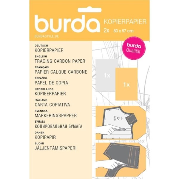 Kolskopieringspapper - Burda - Vit / Gul - Förpackning med 2 ark - 57 x 83 cm - Hjälp för sömnad Vit, Gul