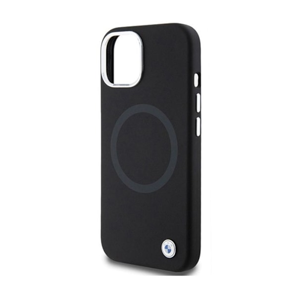 Coque MagSafe i silikonläder BMW Signature för iPhone 15 (svart) svart