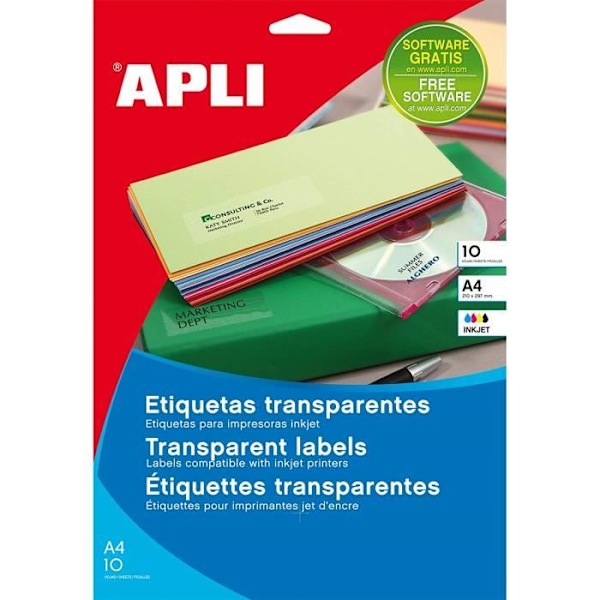 Apli-etiketter 99,1 x 38,1 Transparent - 10052