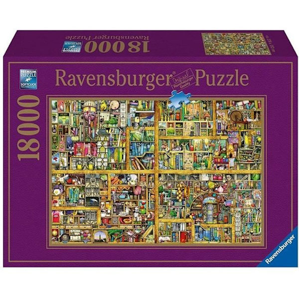 Pussel 18 000 bitar Magisk bibliotek XXL, Colin Thompson, Vuxna och barn från 14 år, Fantasi, 17825, Ravensburger Brunt, gult och grönt