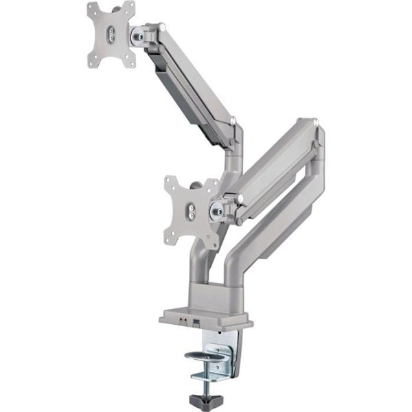 Inline - 23171S - (R) Mobilt skrivbordsfäste med lyftare och USB/ljud för 2 skärmar upp till 81 cm (32"), max 9 kg