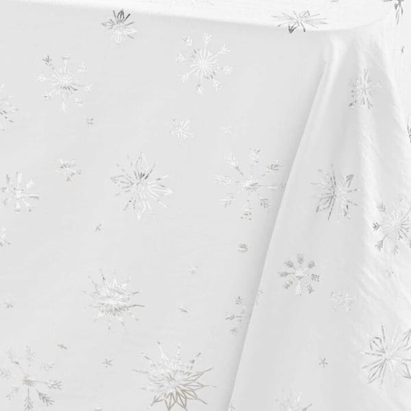 Rektangulär duk 140x240 cm mikrofiber tryckt metallisk effekt Astrelia - Vit/Silver Vit / Silver