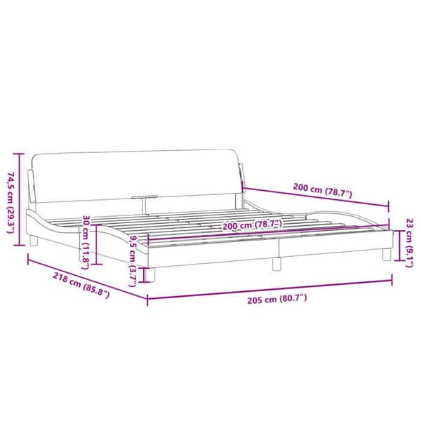 vidaXL Dover sängram mörkgrå 200x200 cm tyg 373246